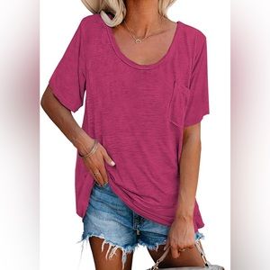 Rose Red Oversized Casual T-Shirt